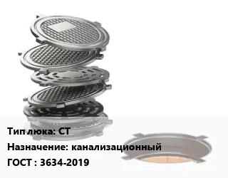 Люк чугунный СТ канализационный ГОСТ: 3634-2019